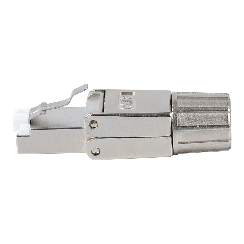 หัวเข็มขัดโลหะป้องกัน Cat8 ตัวเชื่อมต่อ RJ45 แบบไม่มีเครื่องมือ RJ-G40S-2-C8 หัวเข็มขัดโลหะป้องกัน Cat8 ตัวเชื่อมต่อ RJ45 แบบไม่มีเครื่องมือ RJ-G40S-2-C8