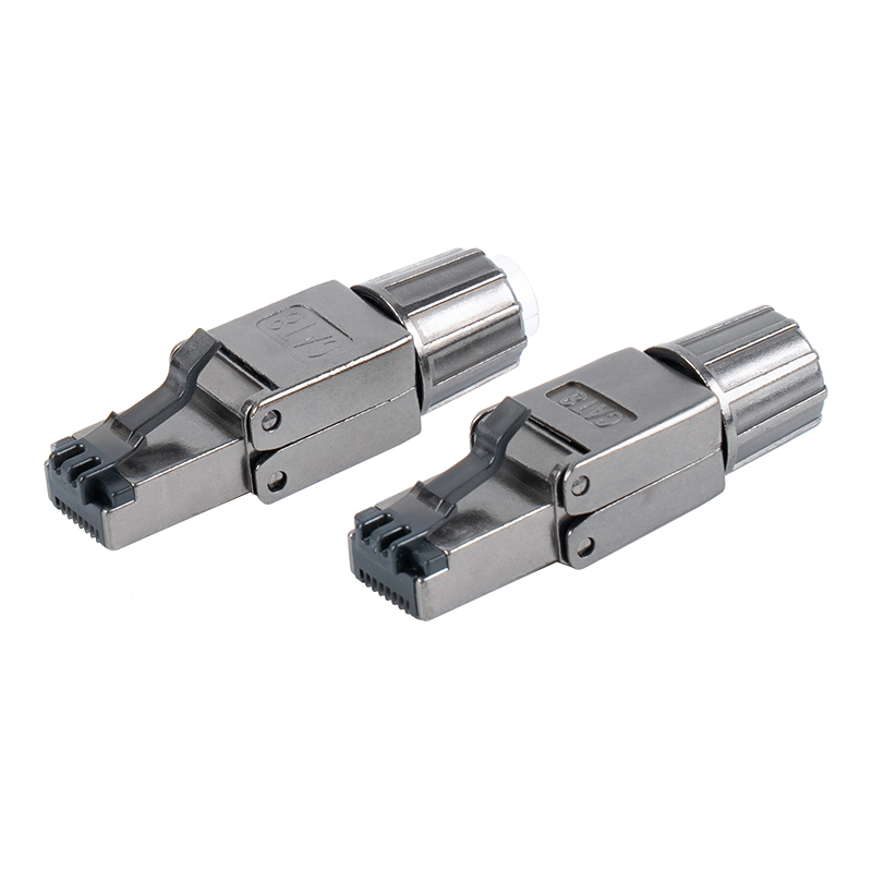 หัวเข็มขัดโลหะป้องกัน Cat8 ตัวเชื่อมต่อ RJ45 แบบไม่มีเครื่องมือ RJ-G40S-2-C8 หัวเข็มขัดโลหะป้องกัน Cat8 ตัวเชื่อมต่อ RJ45 แบบไม่มีเครื่องมือ RJ-G40S-2-C8