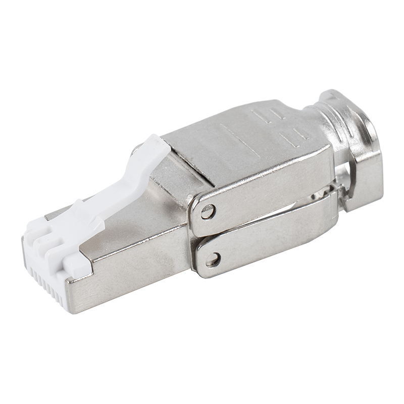 หัวเข็มขัดโลหะป้องกัน Cat6A ตัวเชื่อมต่อ RJ45 โดยไม่ต้องใช้เครื่องมือ RJ-602S-2-C6A