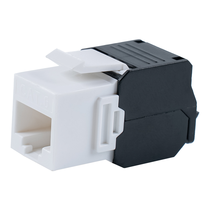 Cat6 แจ็คโมดูลาร์แบบไม่ต้องใช้เครื่องมือ 180° ที่ไม่มีการหุ้ม (แบบเปิดพลิก) SM-2336H8C6