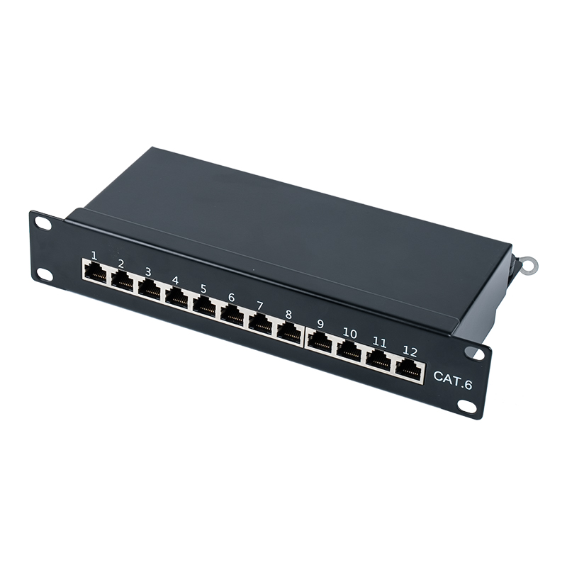 หมวดหมู่ 6 แผงแพทช์ 12 พอร์ตป้องกัน 1U ขนาด 10 นิ้ว SP-3250SK12-C6