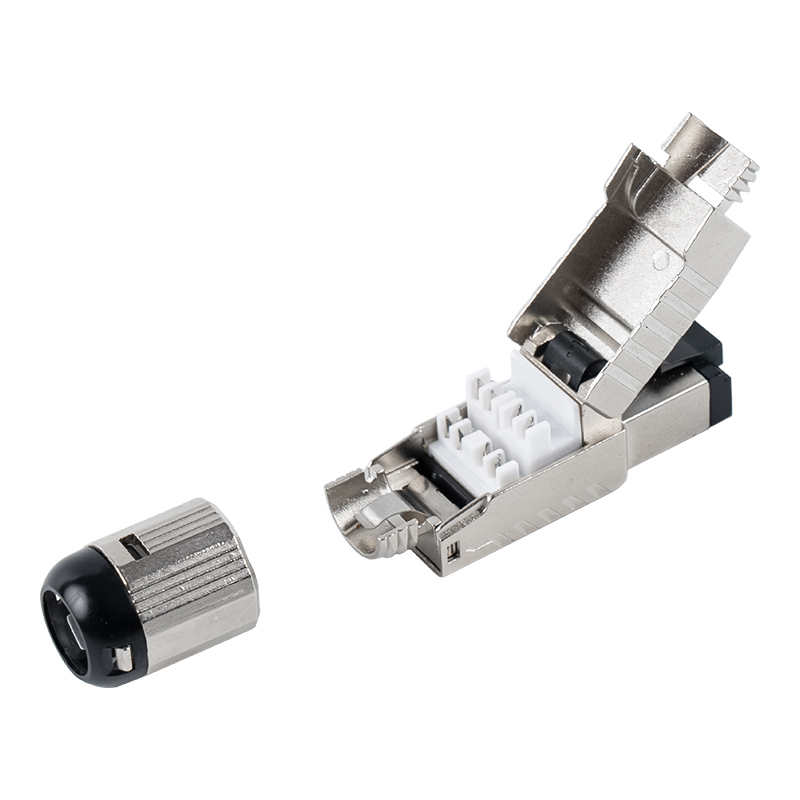 ขั้วต่อ RJ45 โดยไม่ต้องใช้เครื่องมือป้องกัน Cat7 (พร้อมคลิปสปริงพลาสติกสีดำ) RJ-G60S-1-C7 ขั้วต่อ RJ45 โดยไม่ต้องใช้เครื่องมือป้องกัน Cat7 (พร้อมคลิปสปริงพลาสติกสีดำ) RJ-G60S-1-C7