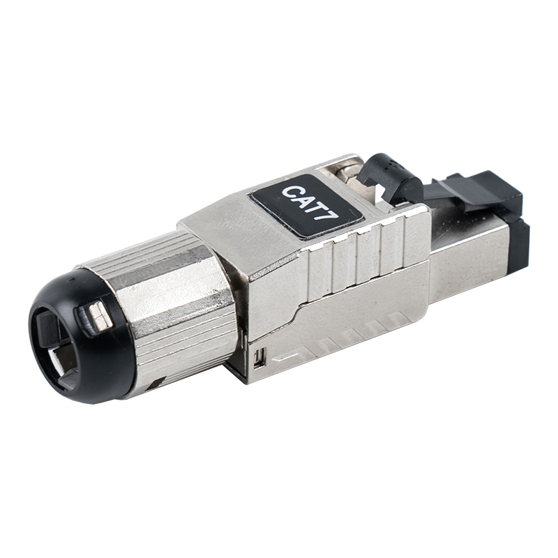 ขั้วต่อ RJ45 โดยไม่ต้องใช้เครื่องมือป้องกัน Cat7 (พร้อมคลิปสปริงพลาสติกสีดำ) RJ-G60S-1-C7