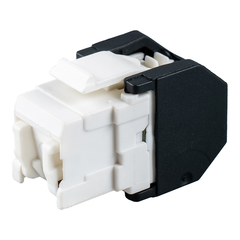 Cat6 แจ็คโมดูลาร์แบบไม่ต้องใช้เครื่องมือ 180° ที่ไม่มีฉนวนหุ้ม (พร้อมชัตเตอร์) SM-2399H8C6
