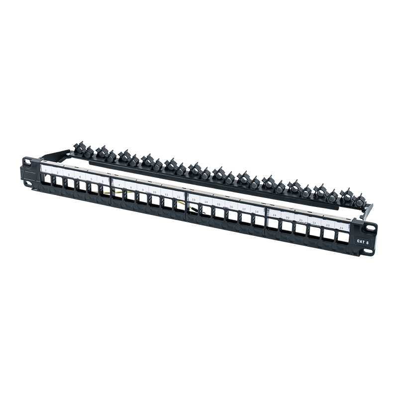 ชั้นวางแบบไม่มีชีลด์ 1U 24 พอร์ตขนาด 19 นิ้ว (ขายึดแบบพับได้) SP-3402-24P