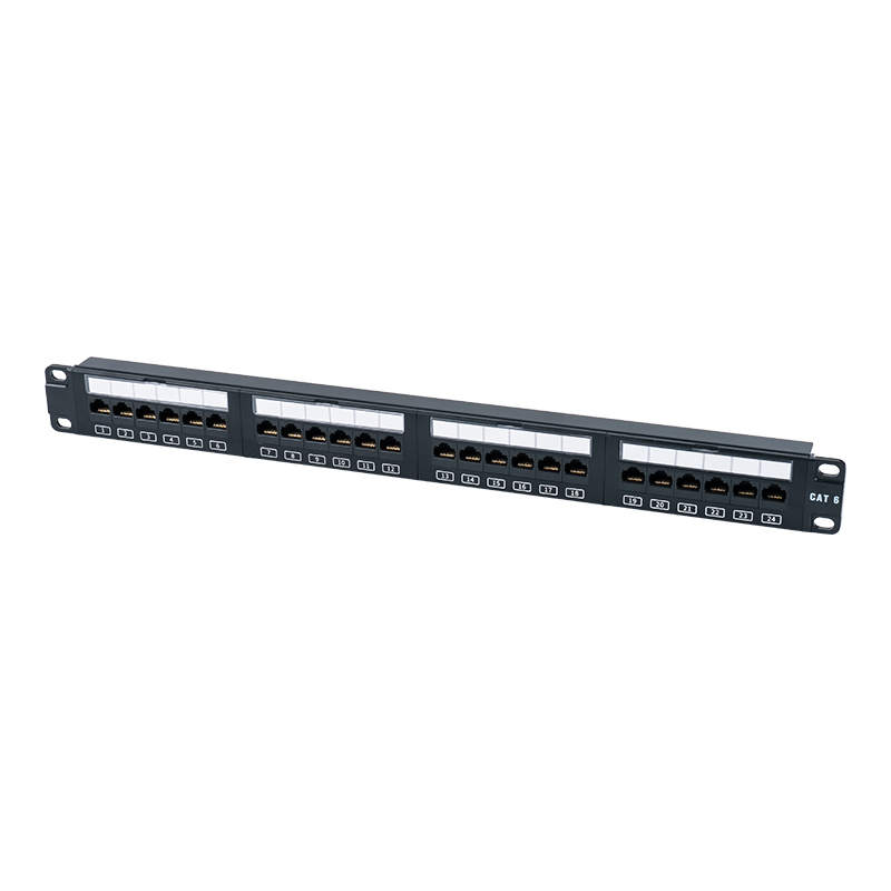 C6 แผงแพทช์ 24 พอร์ต Unshielded 1U ขนาด 19 นิ้ว (หน้าต่างพลาสติกแบบพลิกด้านบน) SP-3411D24-C6