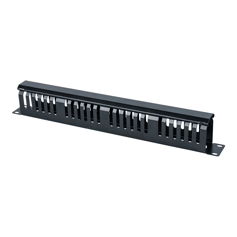 แผงควบคุมสายเคเบิลพลาสติก 1U ขนาด 19 นิ้ว (24 ช่องพร้อมฝาปิด) SP-3802-1U